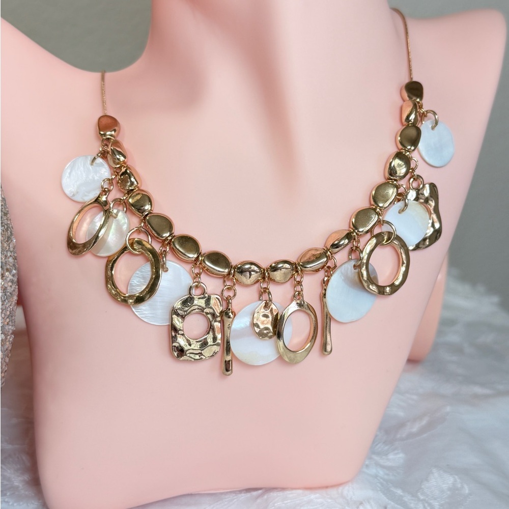 Gold and White Charm Necklace - Picture 4 of 9